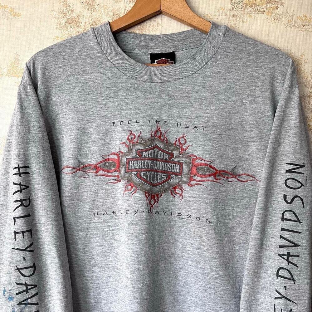 Vintage 90s Harley Davidson "Feel The Heat" T-Shirt | Painted Size L